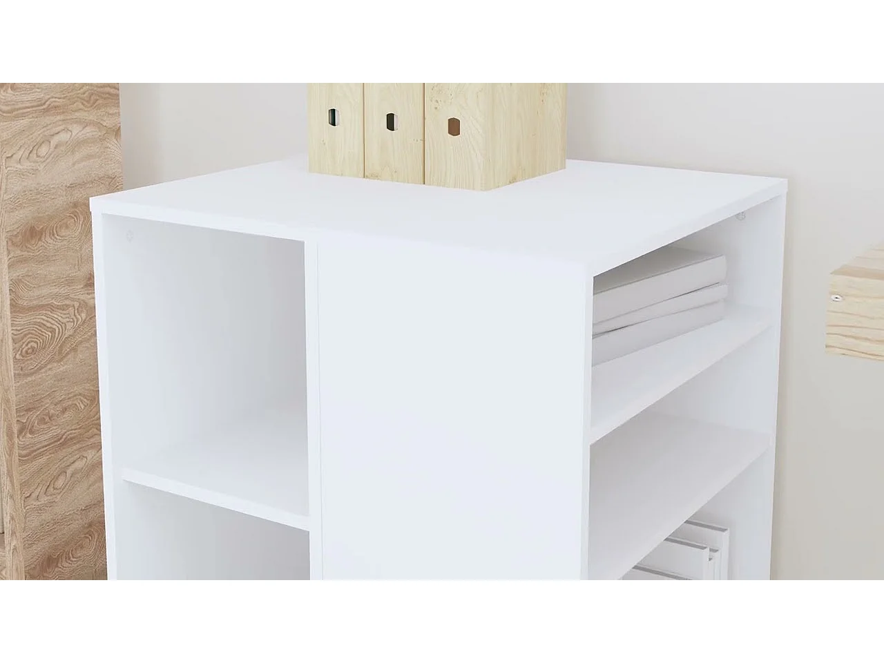 Armario con ruedas madera contrachapada blanco 60x53x72 cm