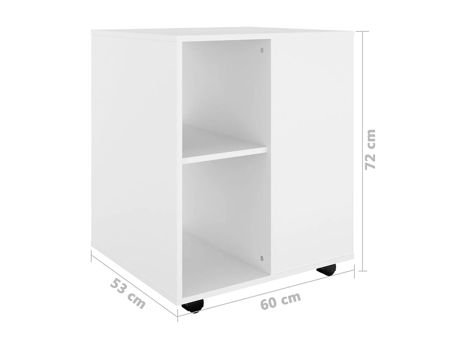 Rolkast 60x53x72 cm bewerkt hout wit