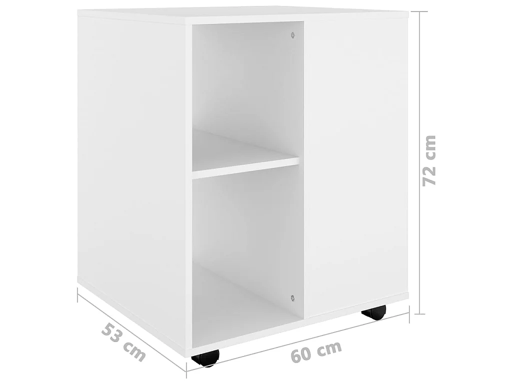 Móvel com rodas 60x53x72 cm derivados de madeira branco