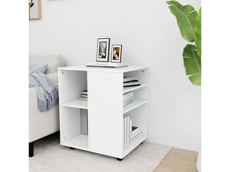 Armoire à roulettes Blanc 60x53x72 cm Bois d’ingénierie