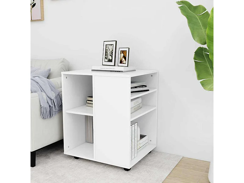 Mobiletto con Ruote Bianco 60x53x72 cm in Legno Multistrato