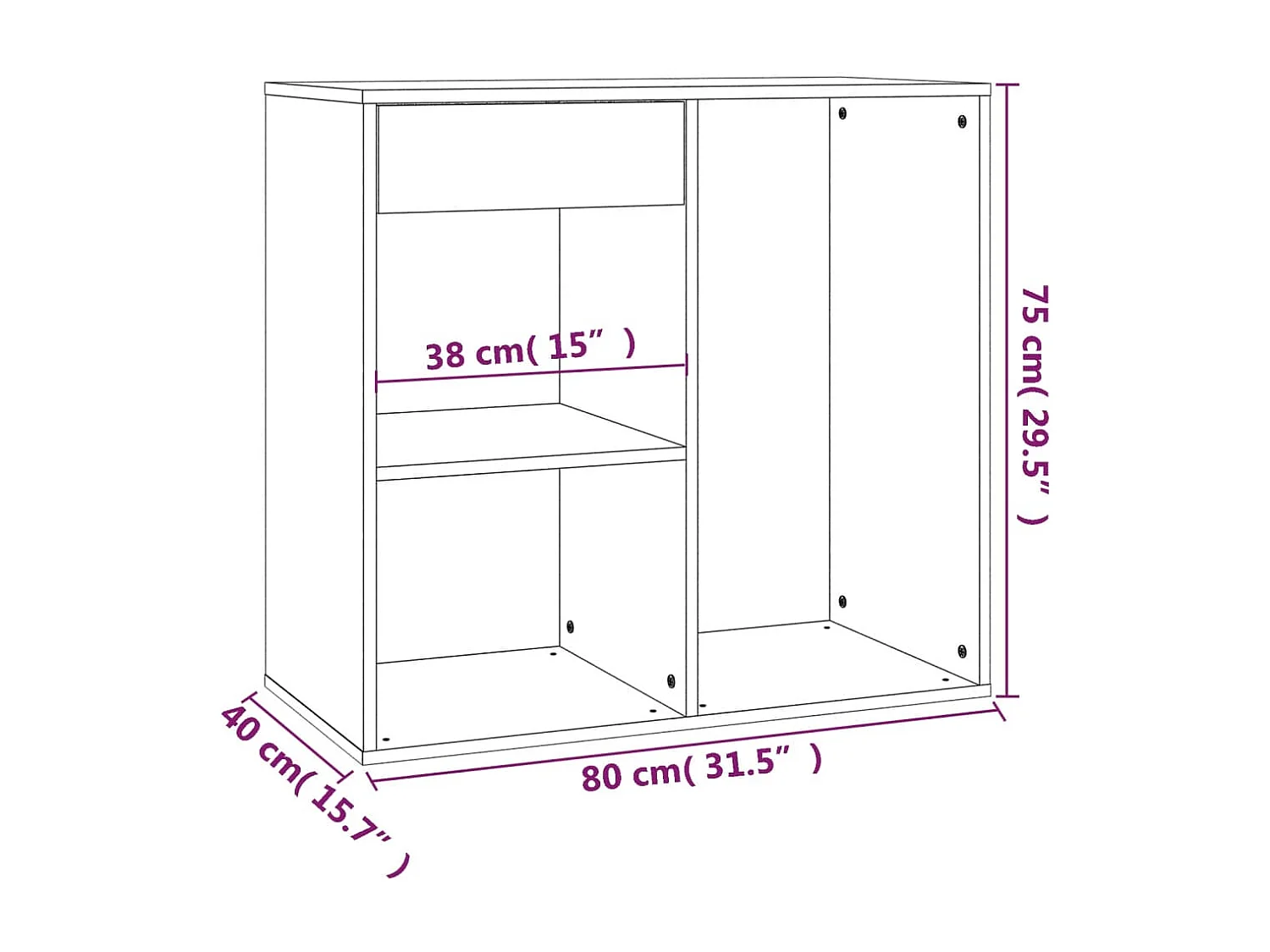 Armoire cosmétique Chêne sonoma 80x40x75 cm Bois d'ingénierie