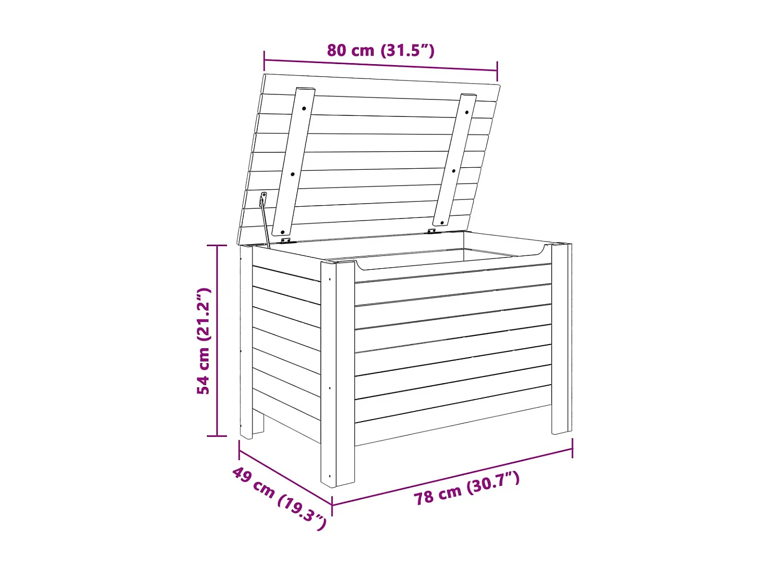 Opbergbox met deksel RANA 80x49x54 cm massief grenenhout