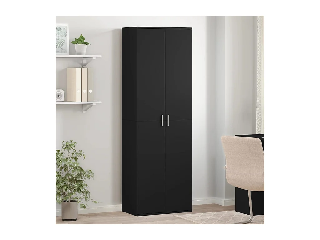 Buffet haut noir 60x35x180 cm bois d’ingénierie