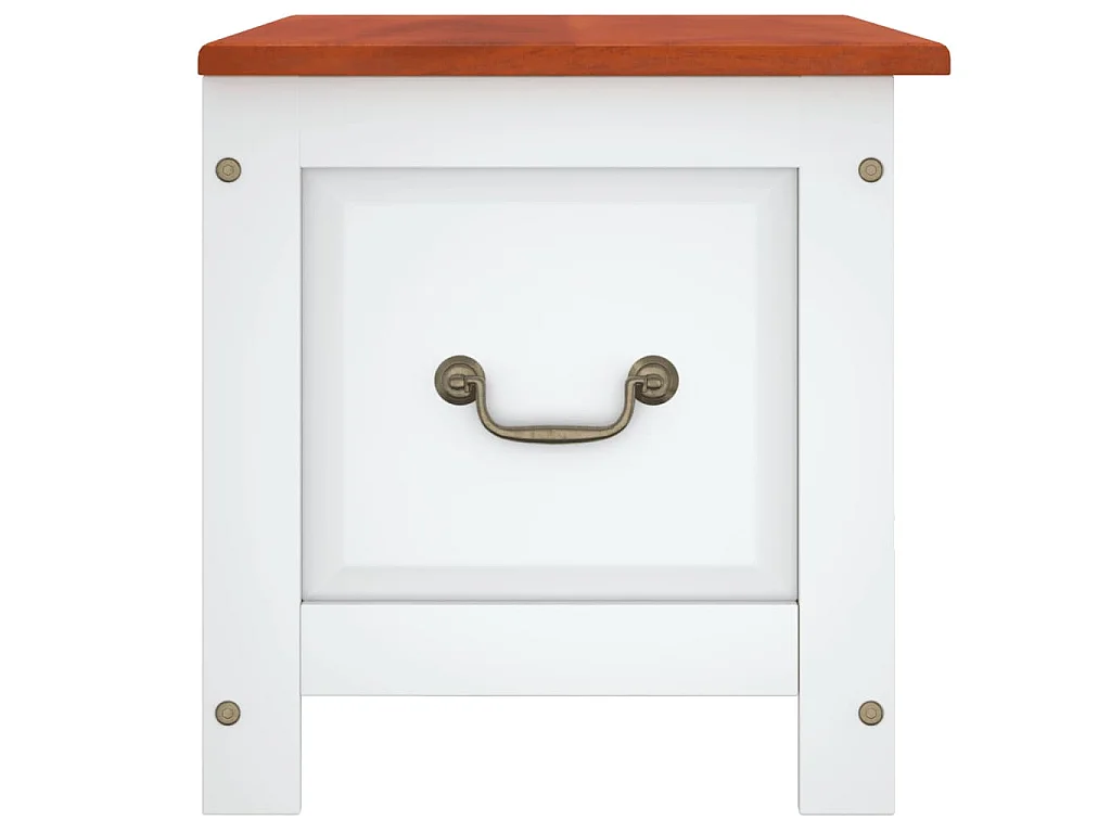 Coffre de rangement et couvercle marron et blanc bois d'acacia