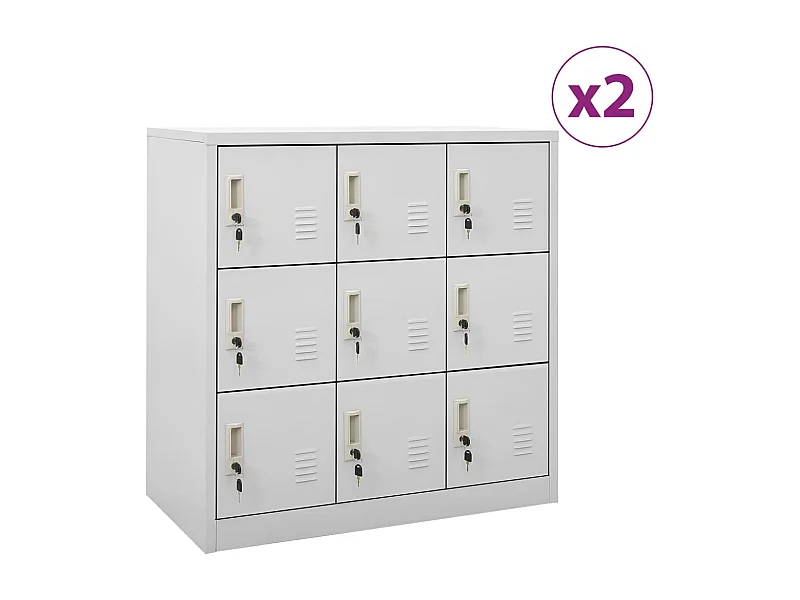 Armoires à casiers 2 pcs Gris clair 90x45x92,5 cm Acier