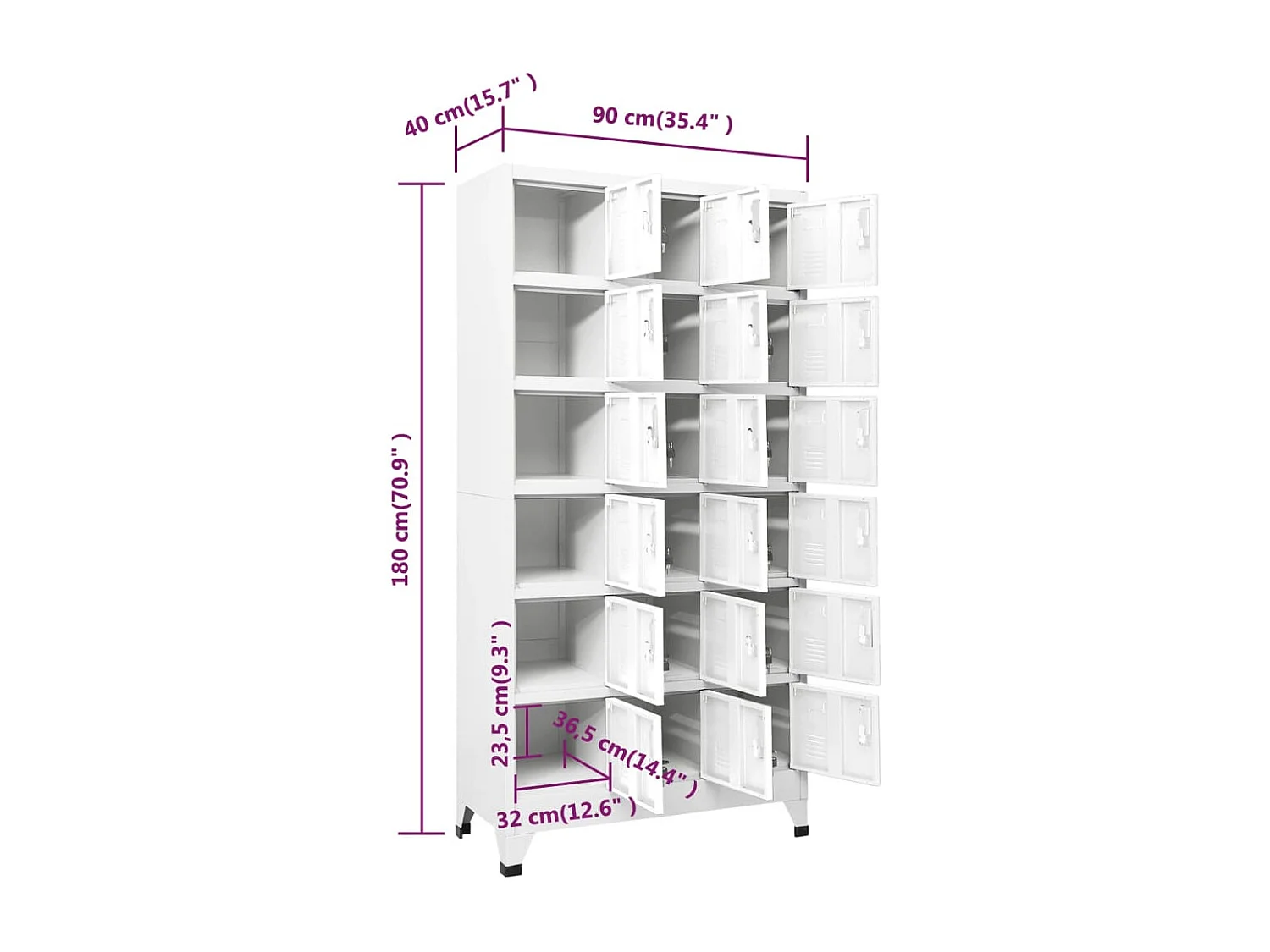 Armoire à casier avec 18 compartiments Métal 90x40x180 cm
