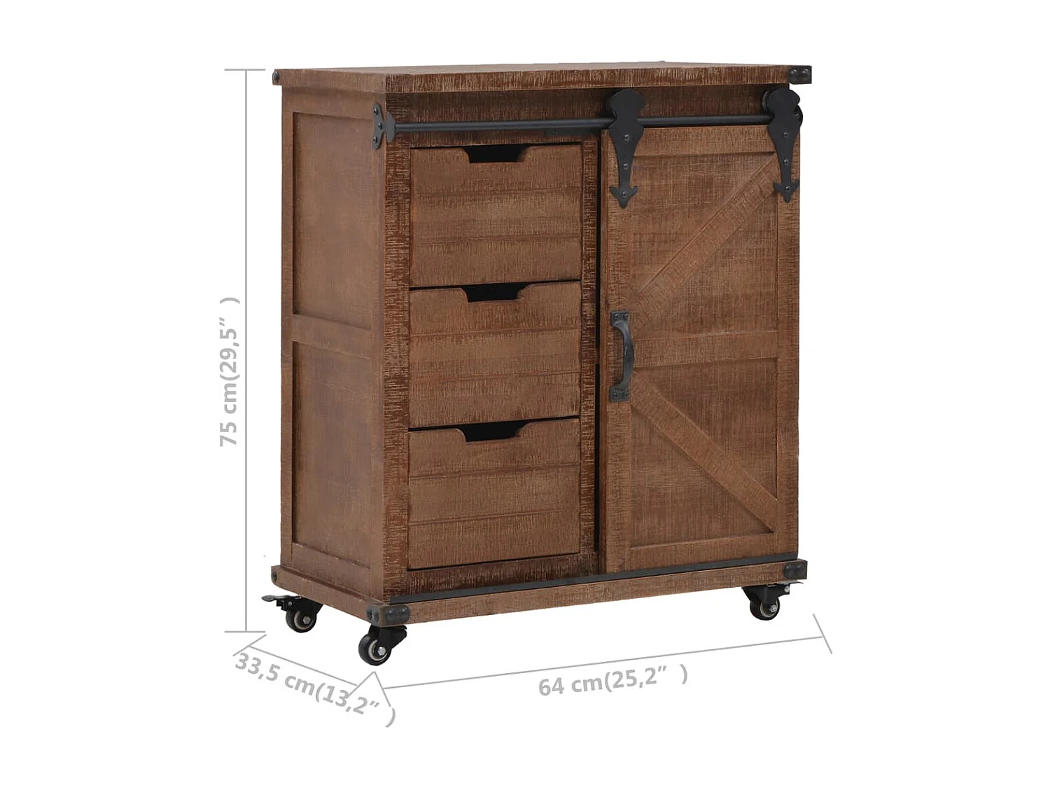 Armoire de rangement Bois de sapin massif 64x33,5x75 cm Marron