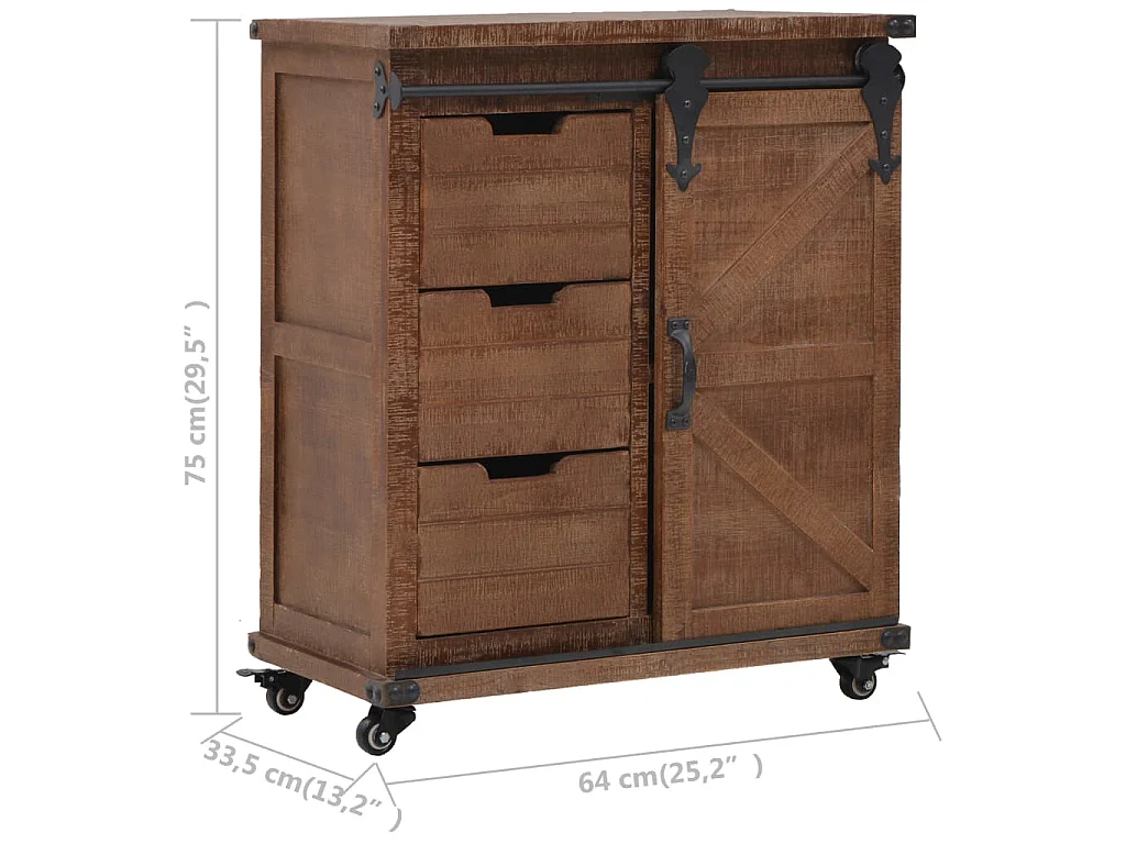 Armoire de rangement Bois de sapin massif 64x33,5x75 cm Marron
