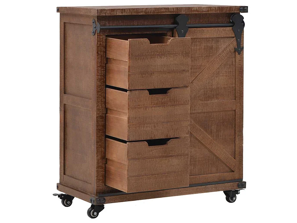 Armoire de rangement Bois de sapin massif 64x33,5x75 cm Marron