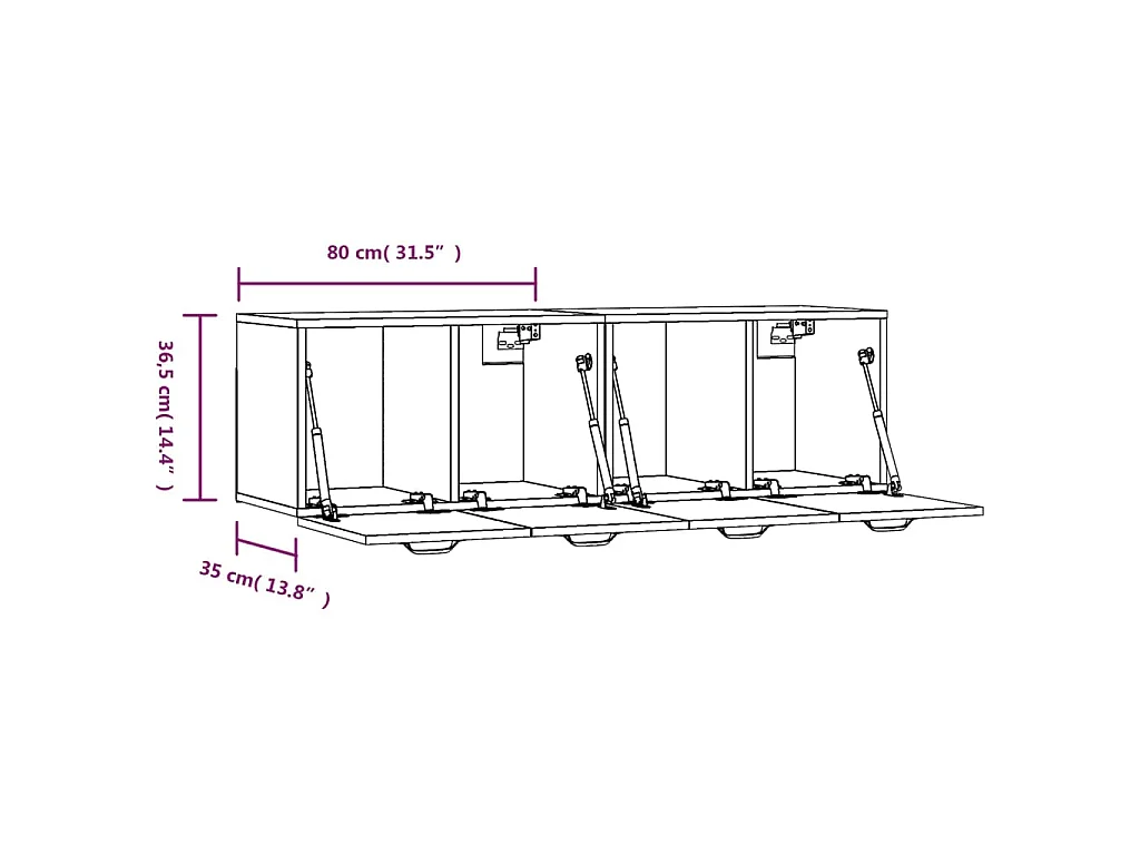 Wandschränke 2 Stk. Hochglanz-Weiß 80x36,5x35 cm Holzwerkstoff