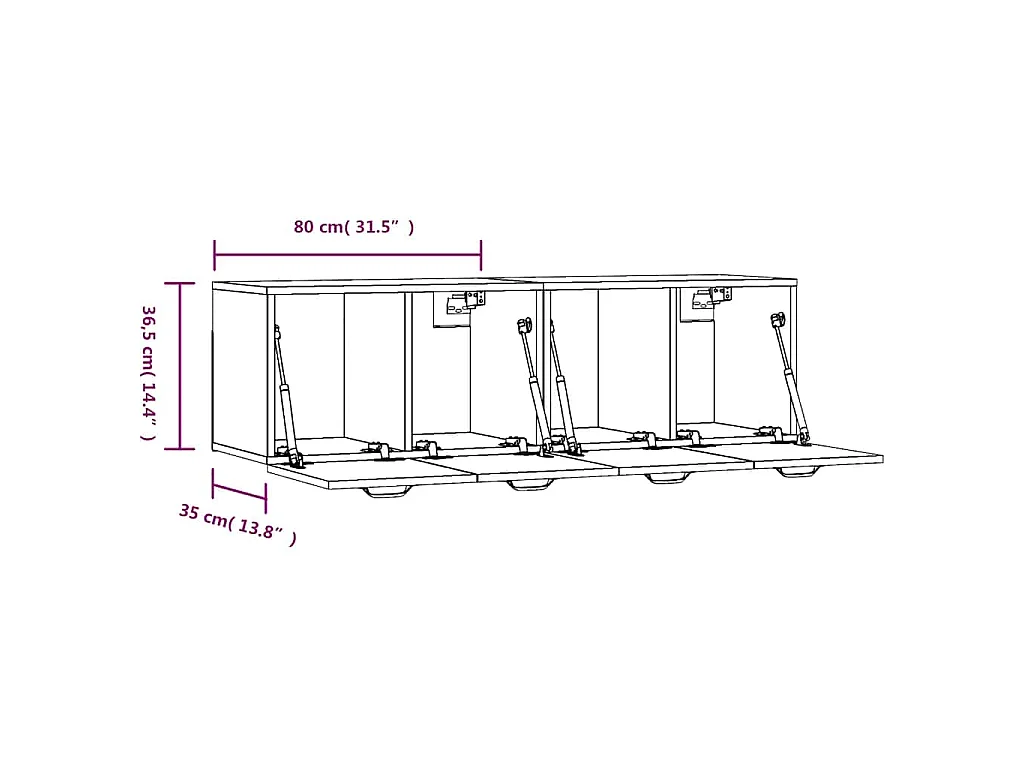 Wandschränke 2 Stk. Hochglanz-Weiß 80x36,5x35 cm Holzwerkstoff