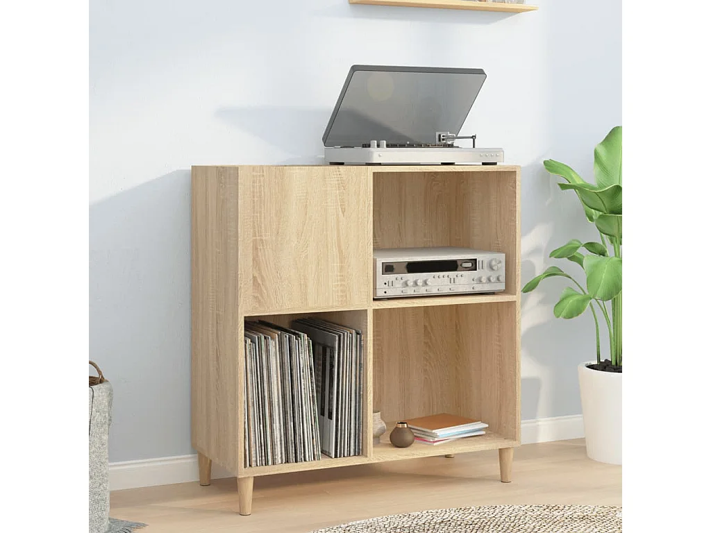 Mobile Porta Dischi Rovere Sonoma 84,5x38x89 Legno Multistrato
