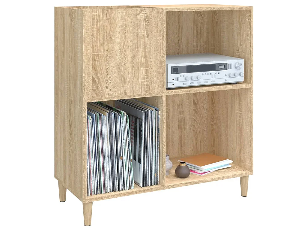 Mobile Porta Dischi Rovere Sonoma 84,5x38x89 Legno Multistrato