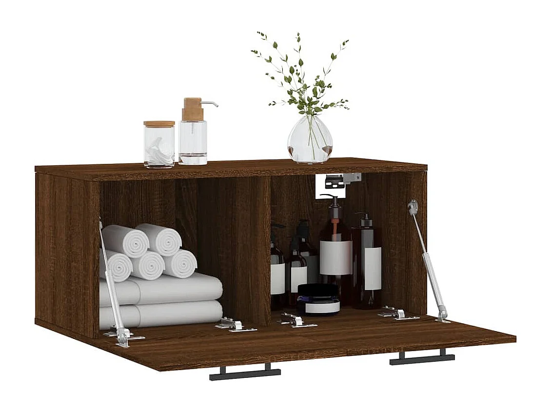 Armário parede 80x36,5x35cm derivados madeira carvalho castanho