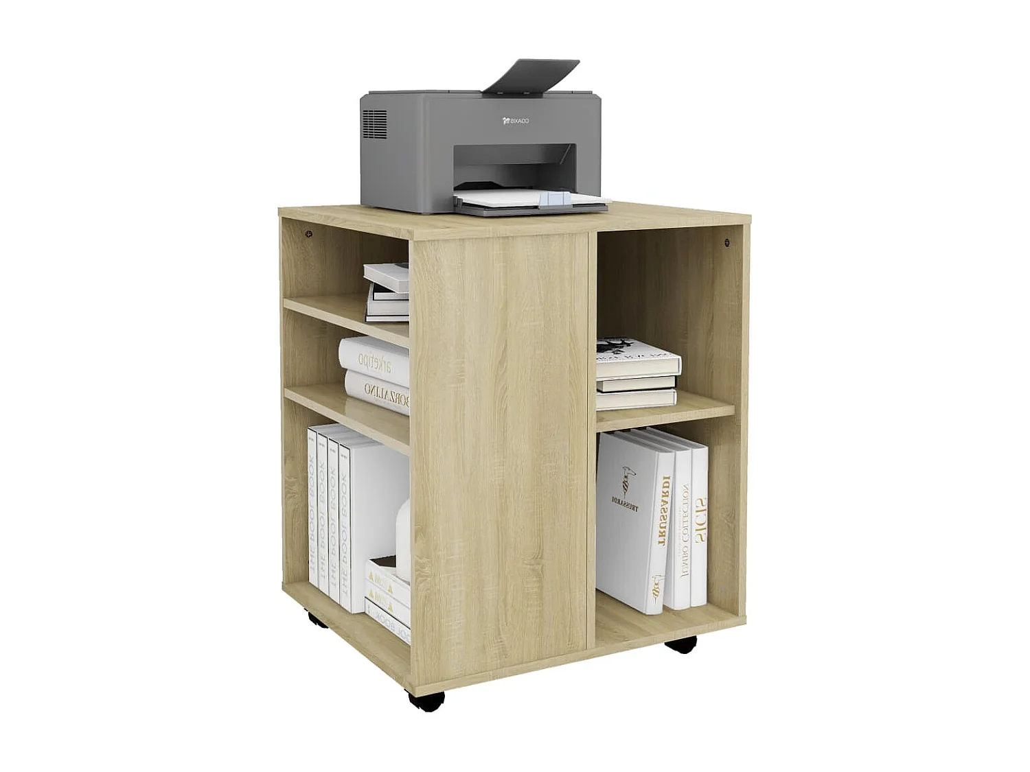 Armario con ruedas madera contrachapada roble Sonoma 60x53x72cm