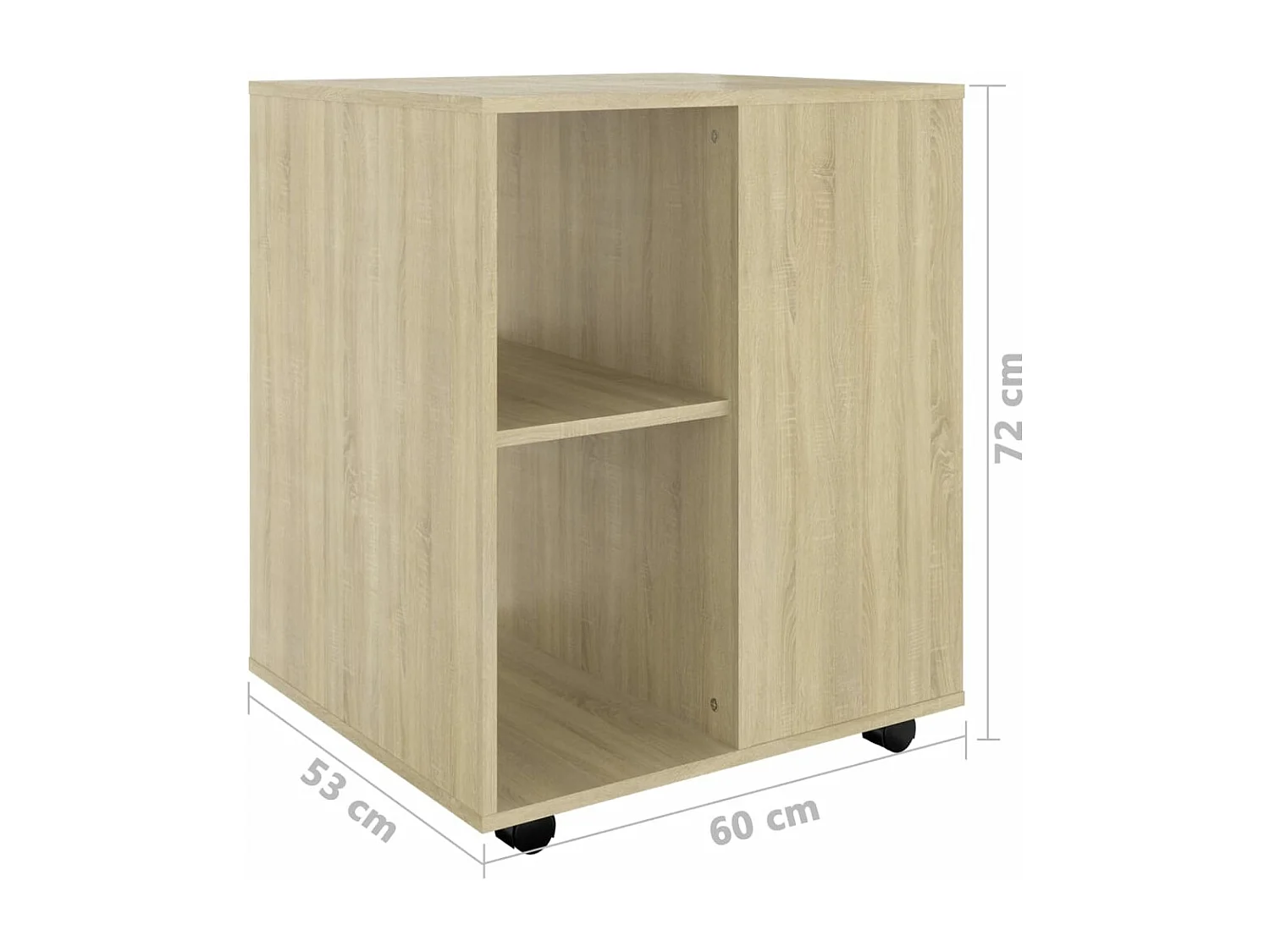 Armario con ruedas madera contrachapada roble Sonoma 60x53x72cm