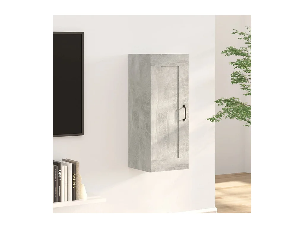 Armoire suspendue Gris béton 35x34x90 cm Bois d'ingénierie