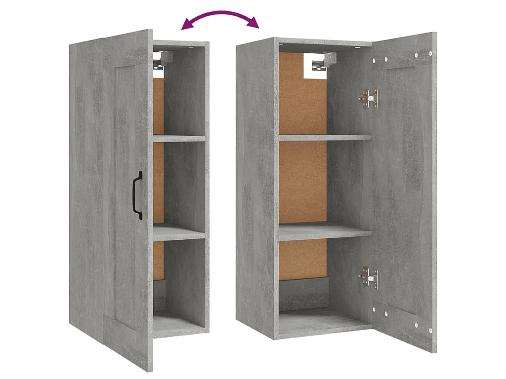 Hängeschrank Betongrau 35x34x90 cm Holzwerkstoff