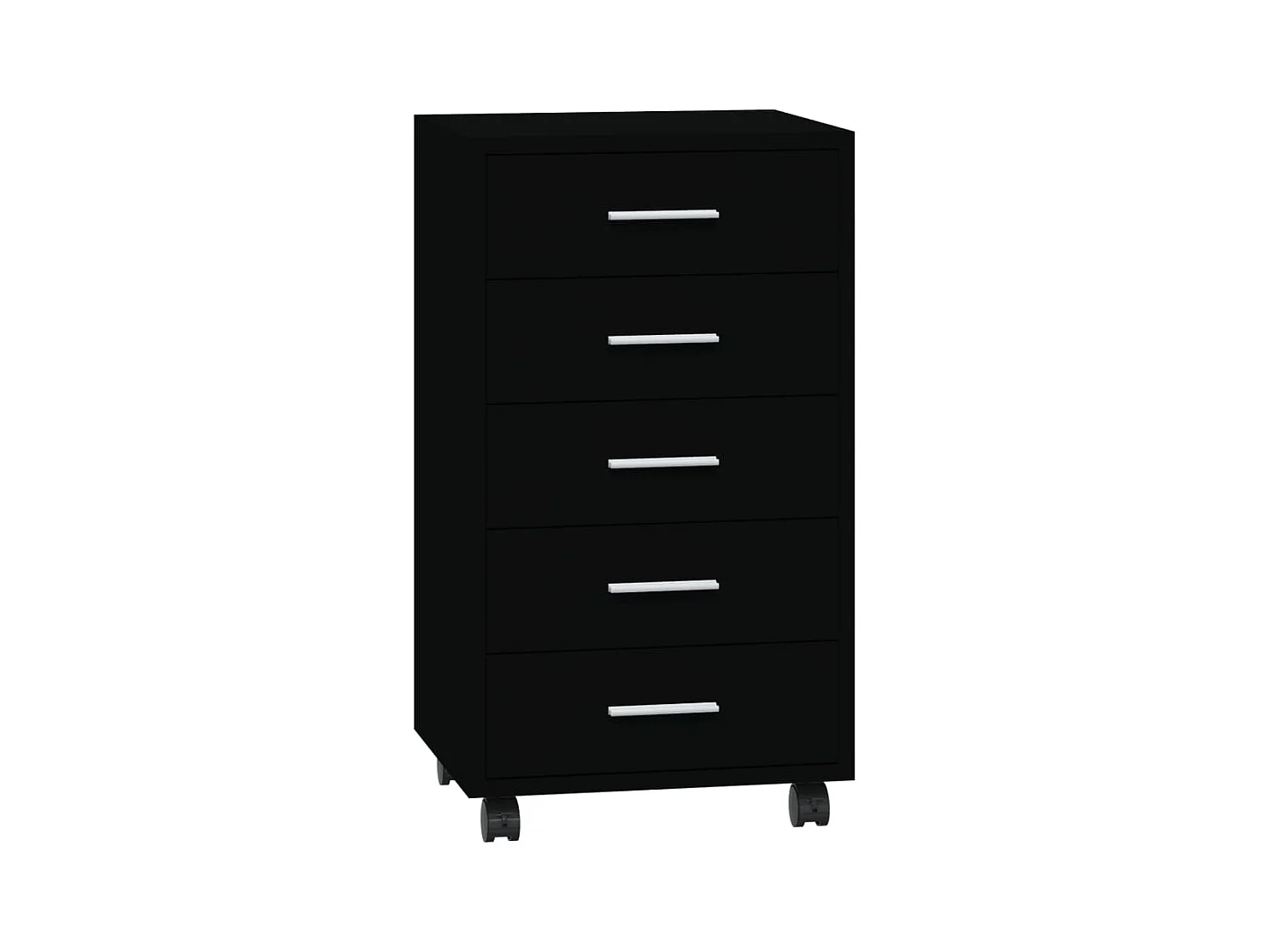 Ladekast met wieltjes bewerkt hout zwart