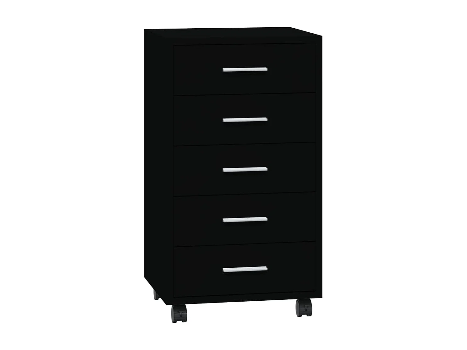 Armoire à tiroirs avec roulettes Noir Bois d'ingénierie
