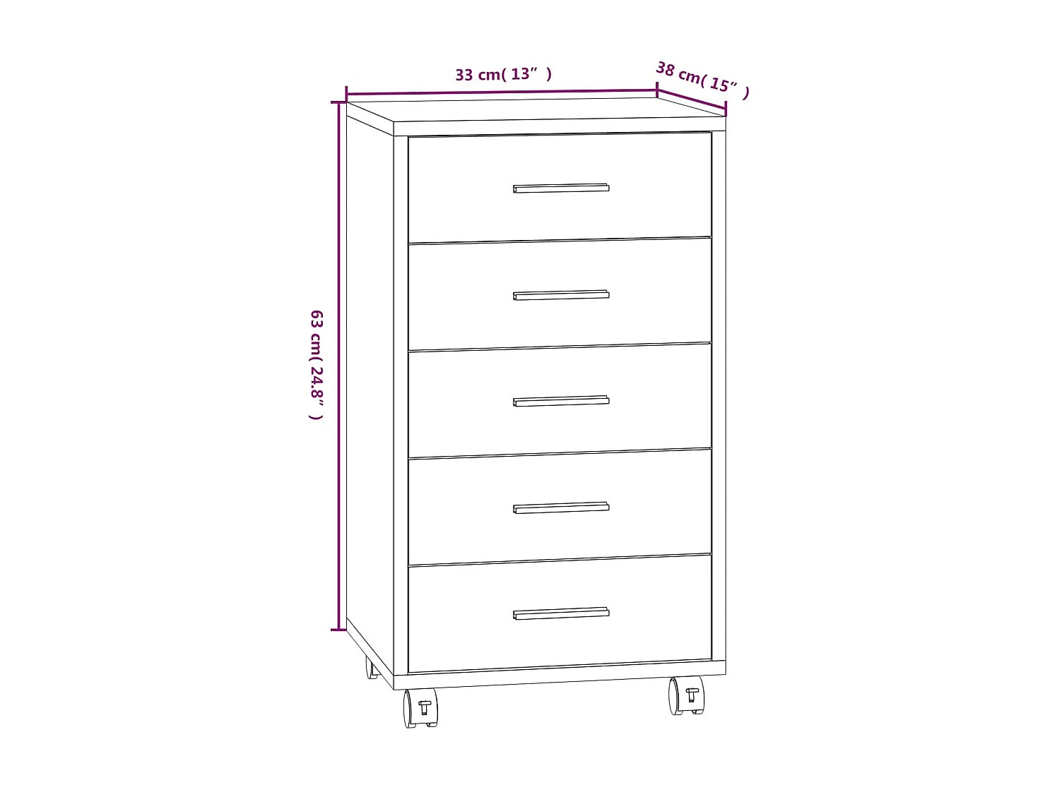 Armoire à tiroirs avec roulettes Noir Bois d'ingénierie