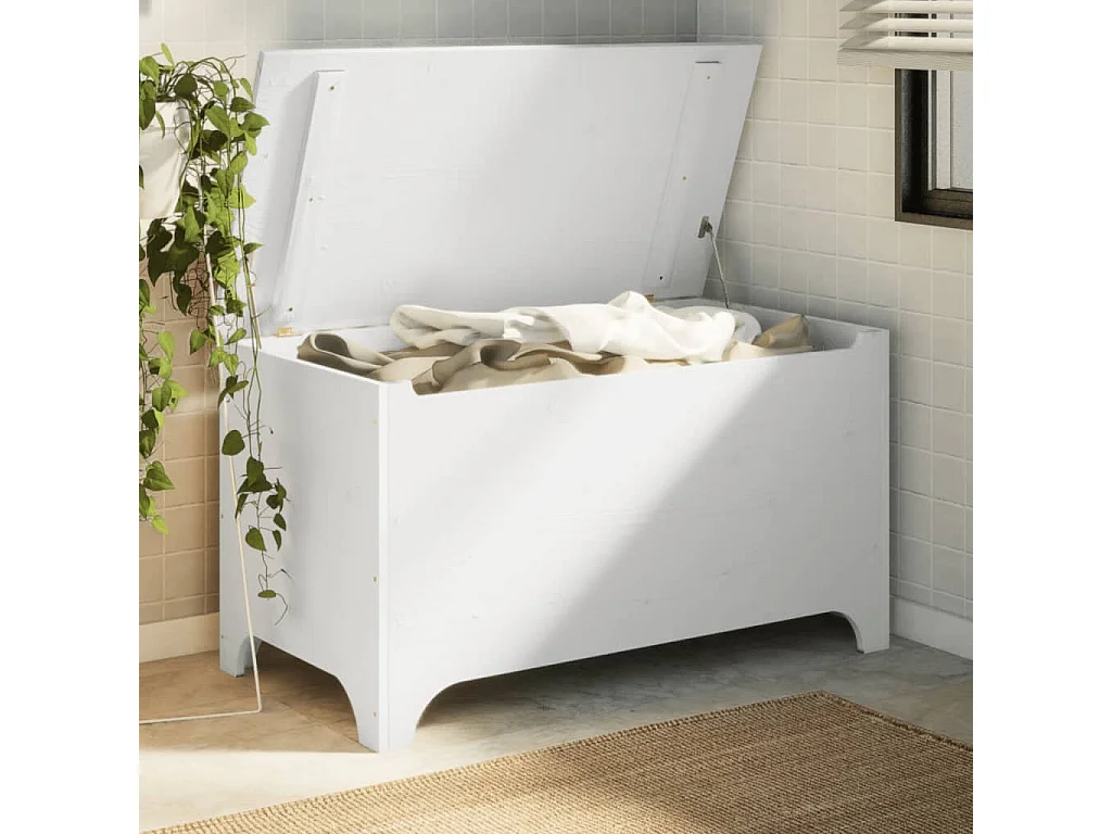 Boîte de rangement avec couvercle RANA blanc bois massif de pin