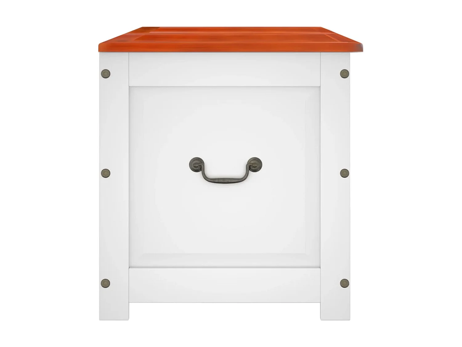 Cassapanca con Coperchio Marrone e Bianco Legno Massello Acacia