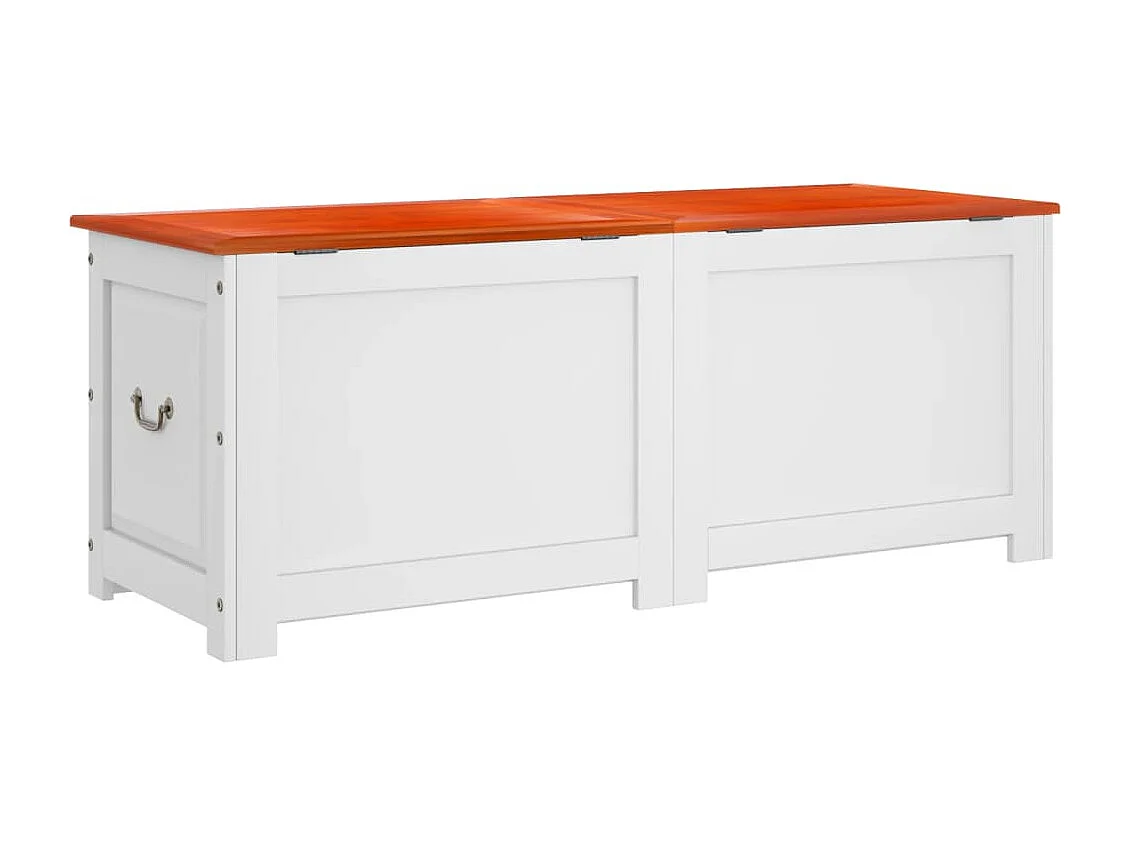 Cassapanca con Coperchio Marrone e Bianco Legno Massello Acacia