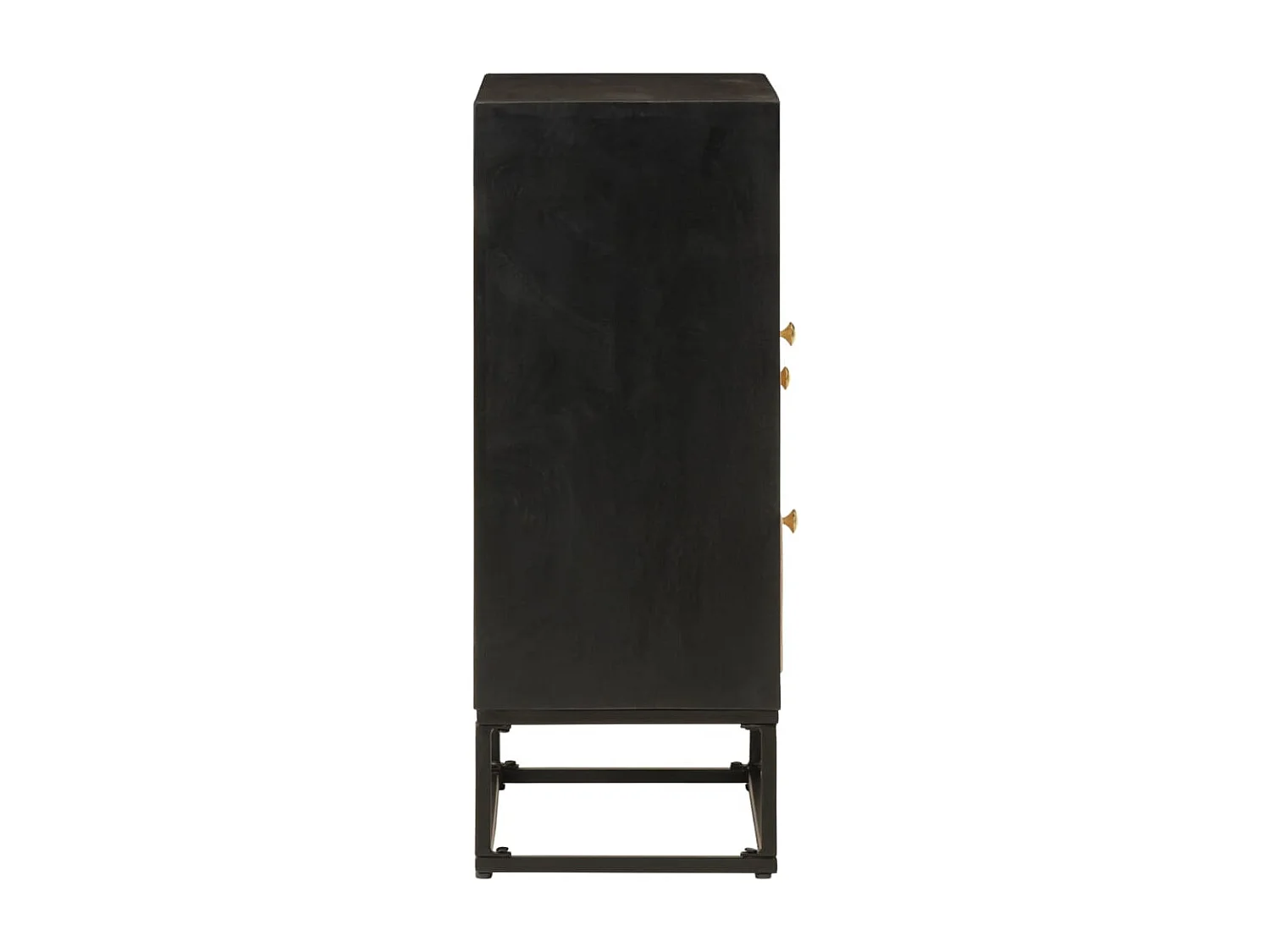 Buffet noir 55x30x76 cm bois massif de manguier et fer