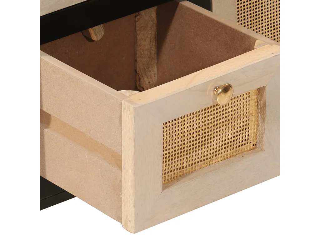 Buffet noir 55x30x76 cm bois massif de manguier et fer