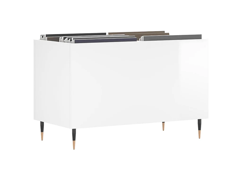 Armoire à disques blanc brillant 74,5x38x48cm bois d'ingénierie