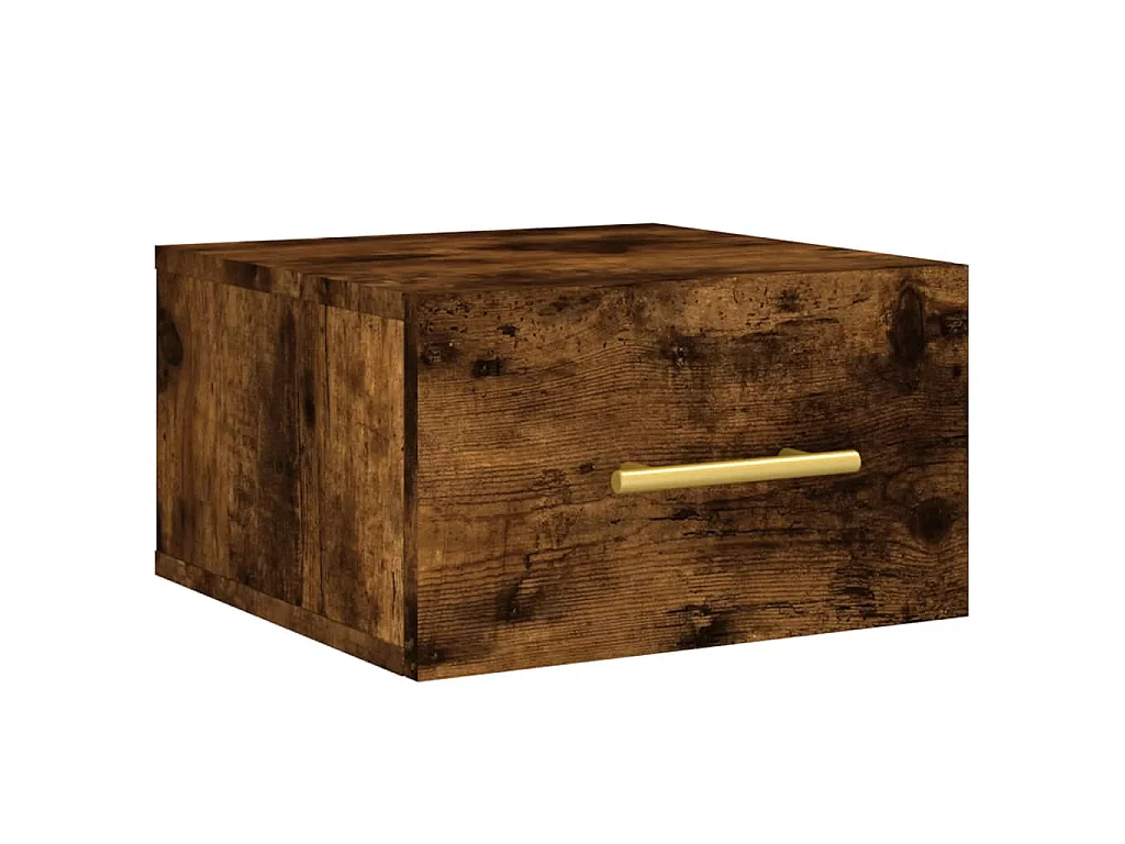 Table de chevet murale chêne fumé 35x35x20 cm