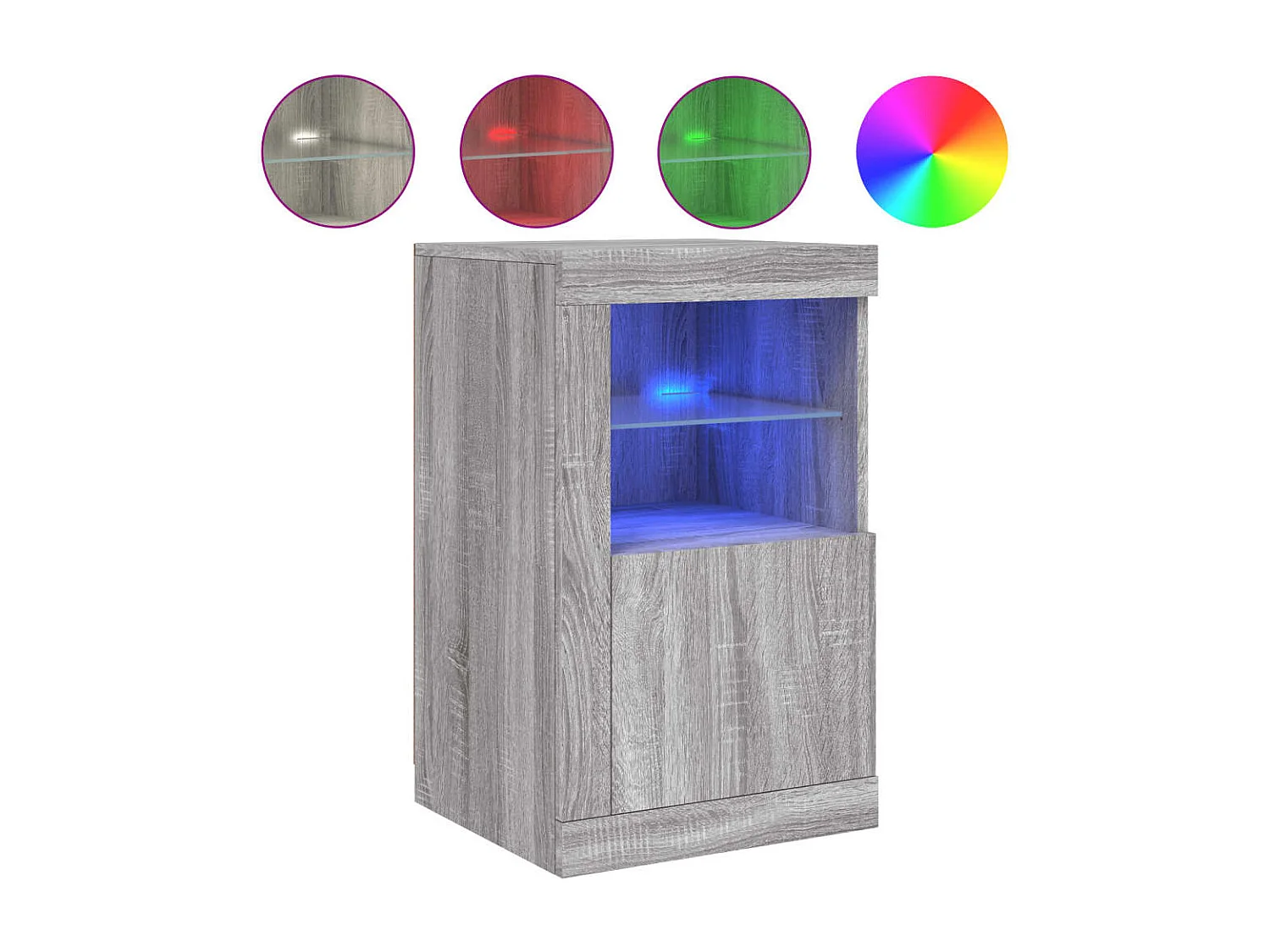 Beistellschrank mit LED-Leuchten Grau Sonoma Holzwerkstoff