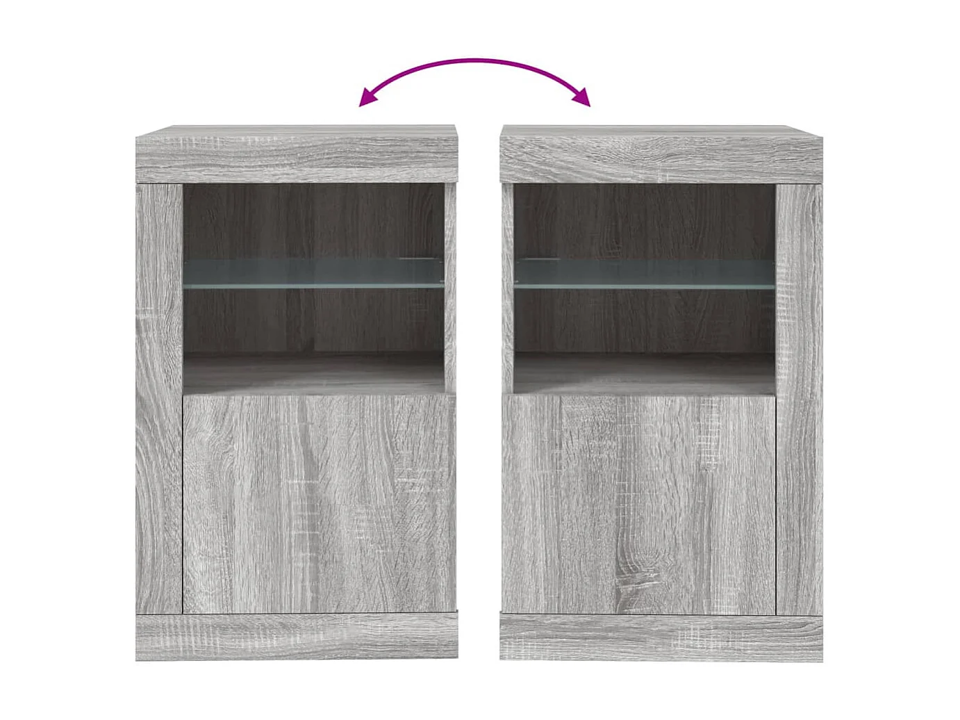 Armoire latérale et lumières LED sonoma gris bois d'ingénierie