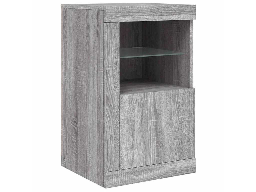 Armoire latérale et lumières LED sonoma gris bois d'ingénierie