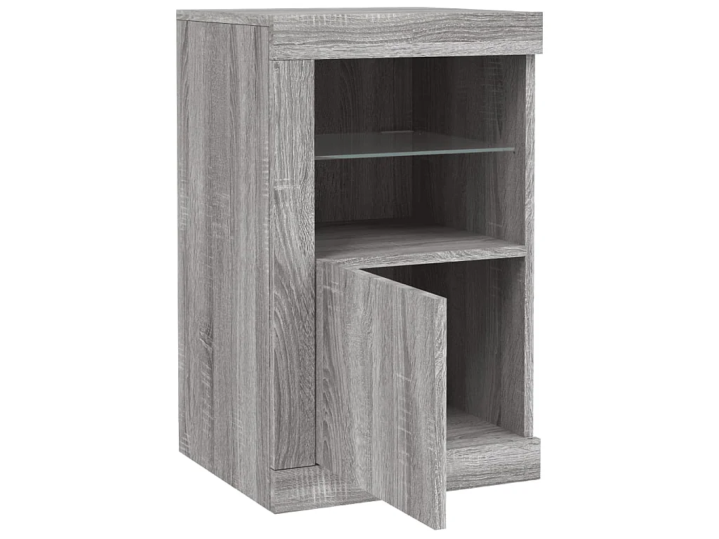 Armoire latérale et lumières LED sonoma gris bois d'ingénierie