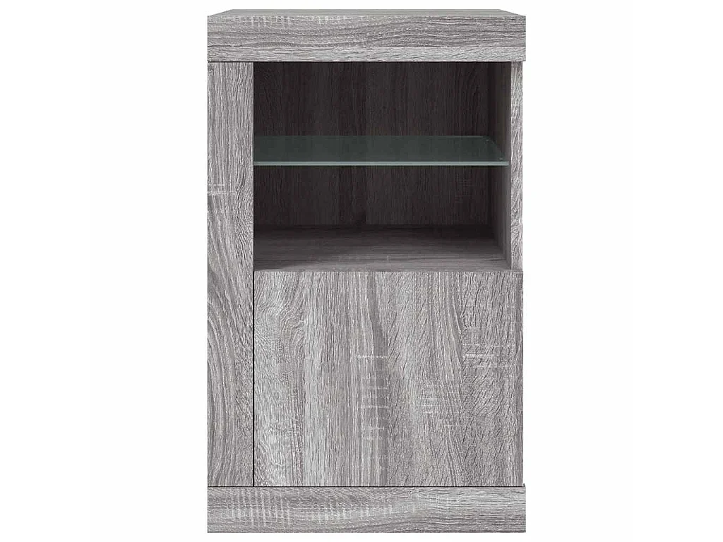 Armoire latérale et lumières LED sonoma gris bois d'ingénierie