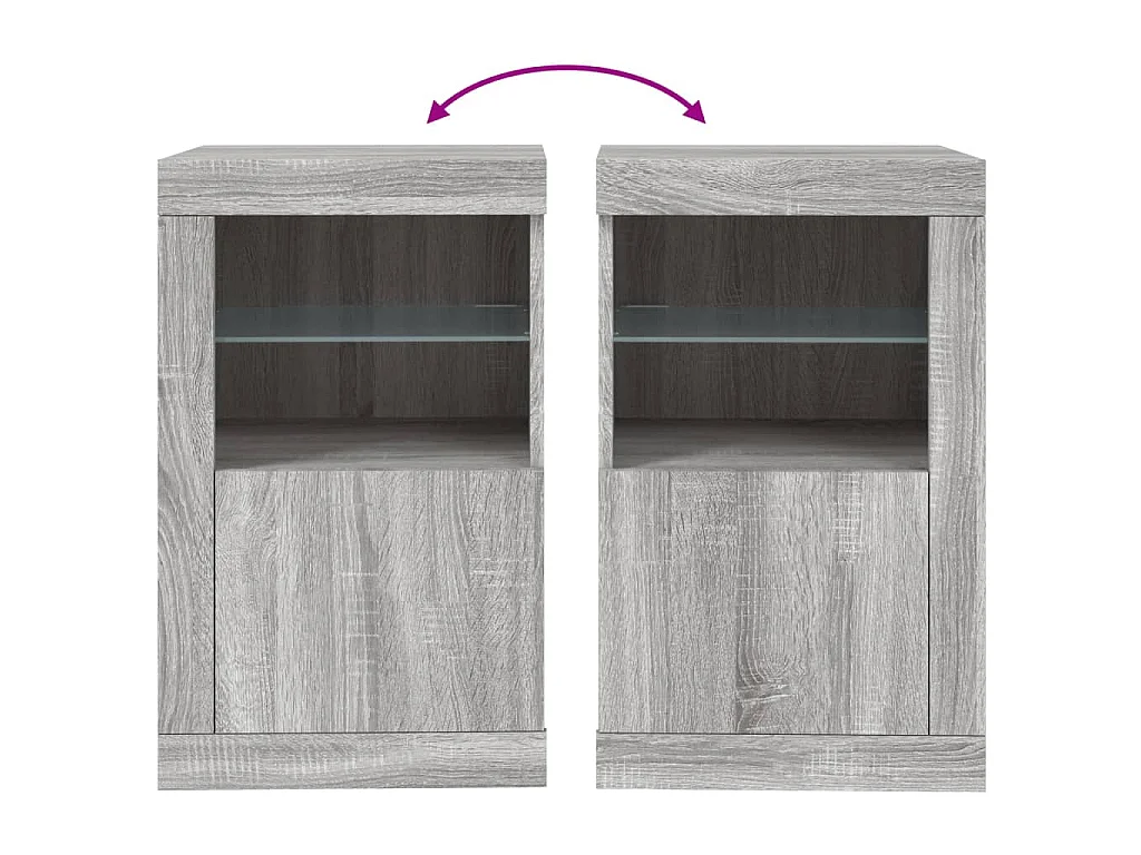 Armoire latérale et lumières LED sonoma gris bois d'ingénierie
