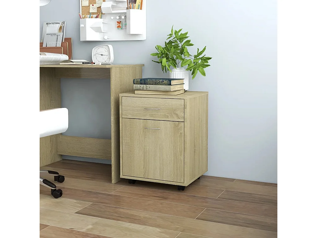 Armoire à roulettes Chêne sonoma 45x38x54 cm Bois d’ingénierie