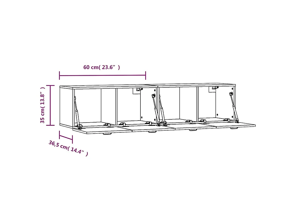 Armoires murales 2pcs Chêne brun 60x36,5x35cm Bois d'ingénierie
