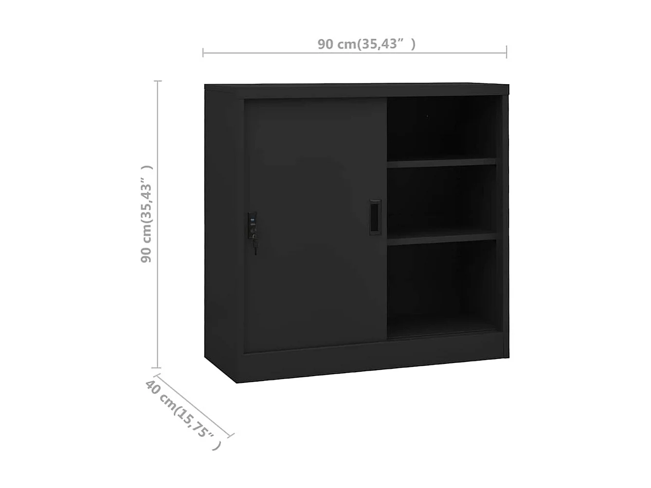 Armoire de bureau porte coulissante Anthracite 90x40x90cm Acier