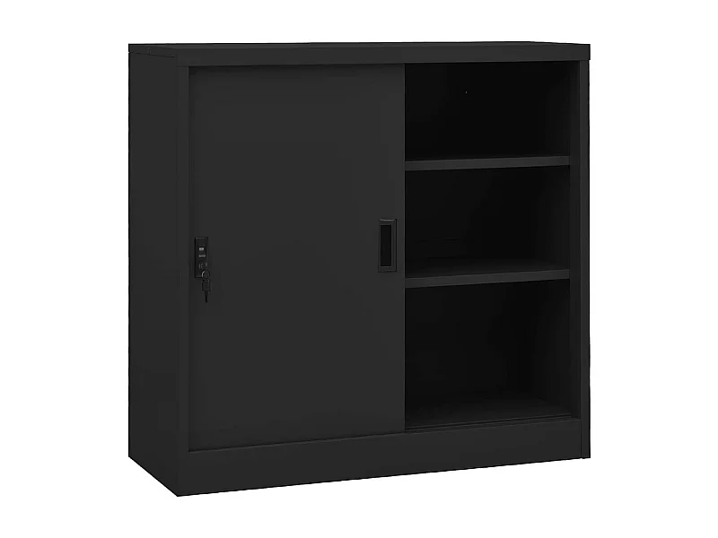 Armoire de bureau porte coulissante Anthracite 90x40x90cm Acier