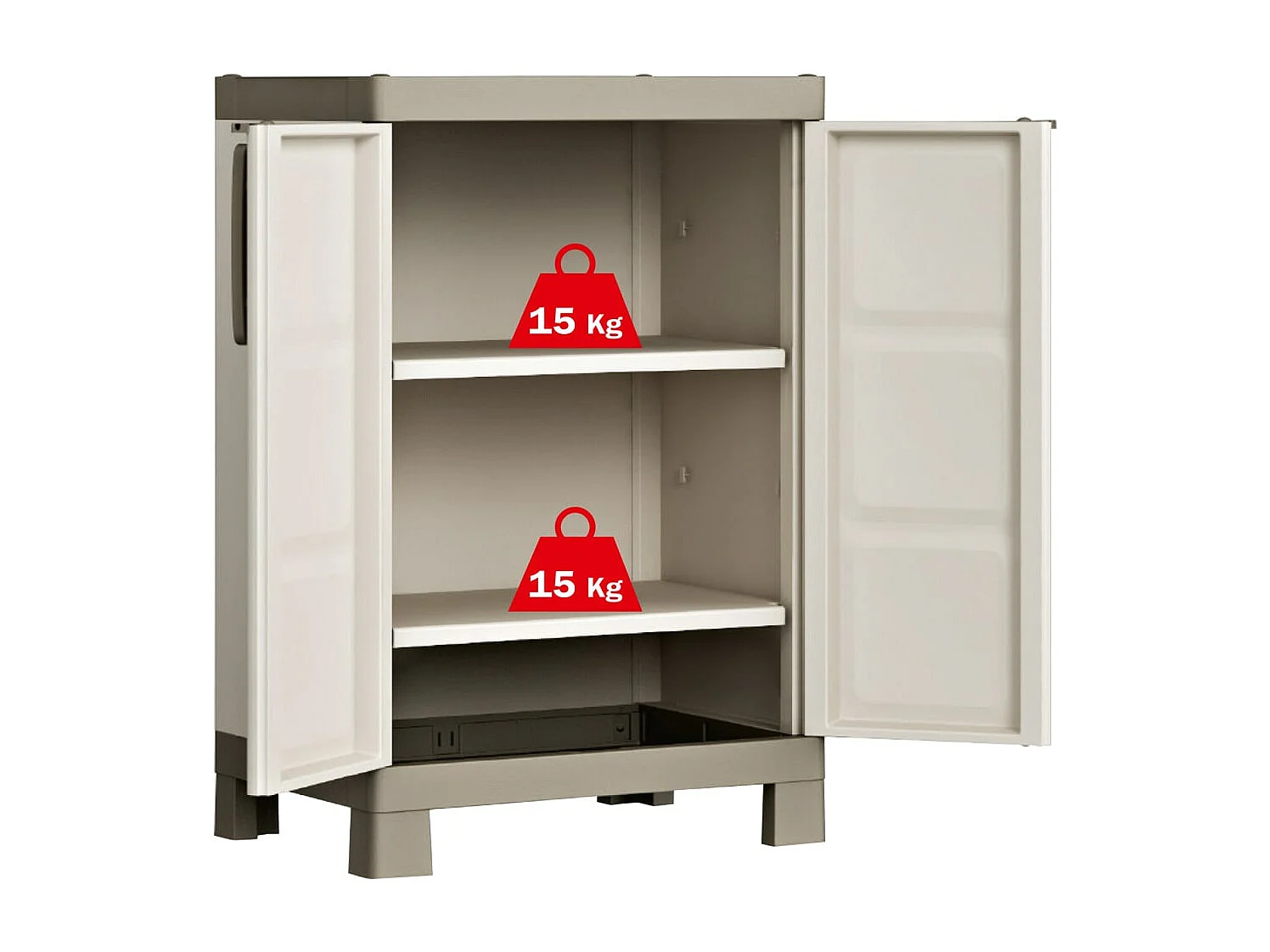 Armoire de rangement basse Excellence Beige et taupe 97 cm