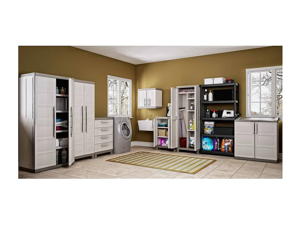 Armoire de rangement basse Excellence Beige et taupe 97 cm