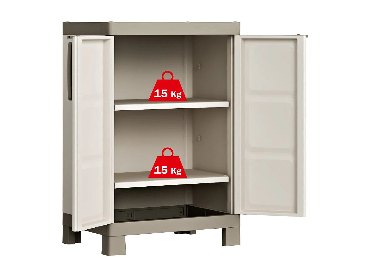 Armoire de rangement basse Excellence Beige et taupe 97 cm