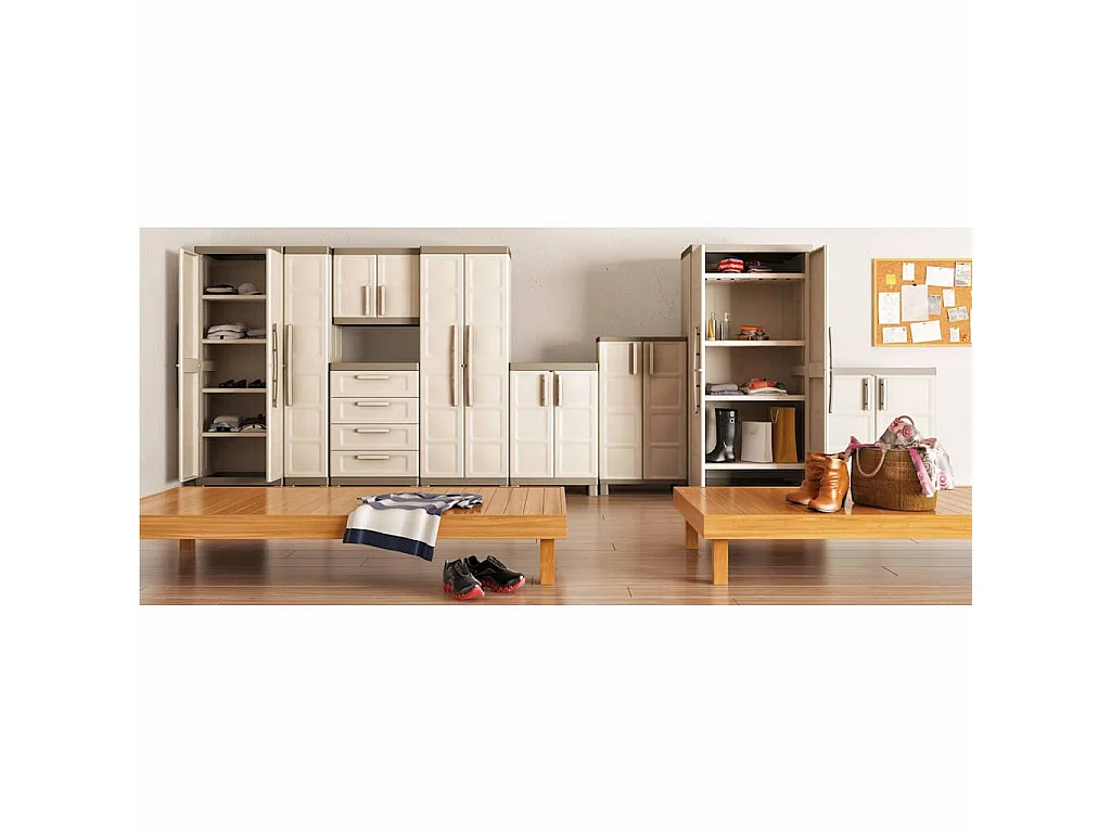 Opbergkast laag Excellence 97 cm beige en taupe