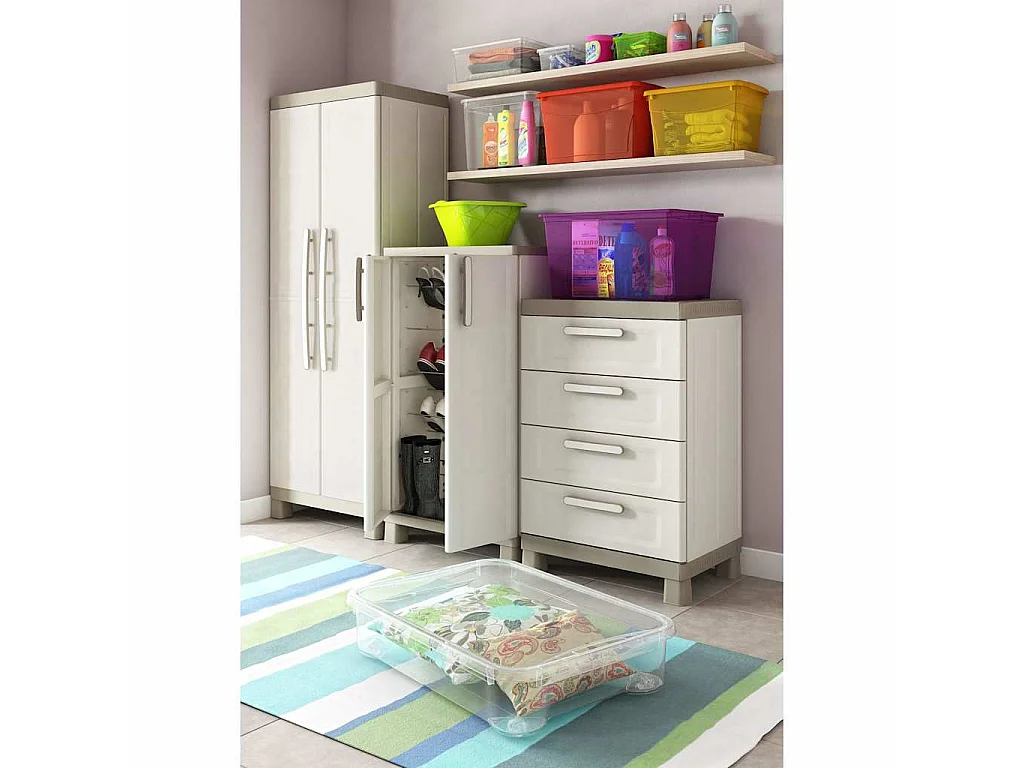 Opbergkast laag Excellence 97 cm beige en taupe