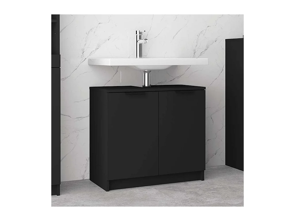 Armoire de salle de bain Noir 64,5x33,5x59 cm Bois d'ingénierie