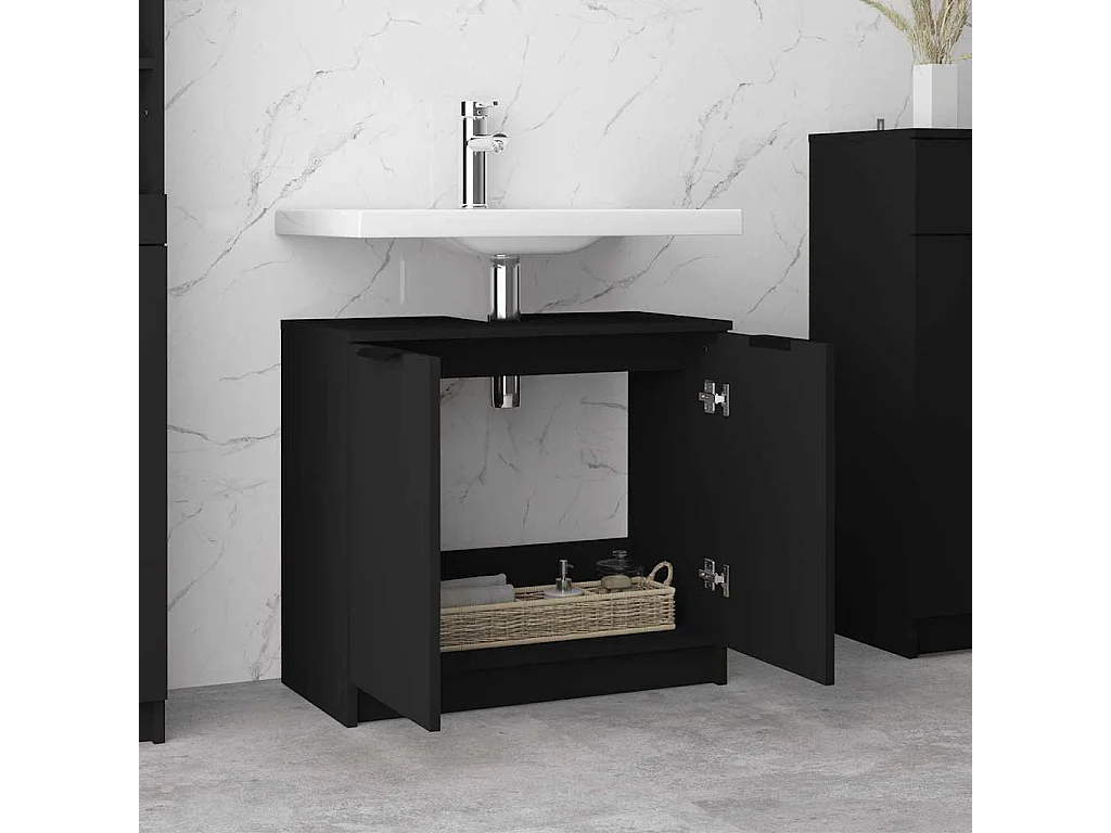 Armoire de salle de bain Noir 64,5x33,5x59 cm Bois d'ingénierie